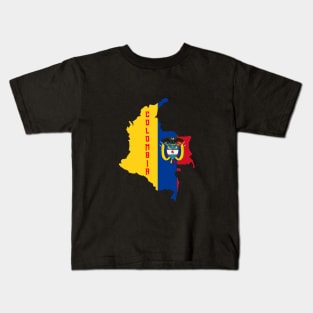 Colombia flag & map Kids T-Shirt